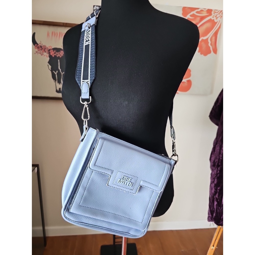 Steve Madden Crossbody Bag Blue Satchel Adjustable Strap Purse Handbag Women